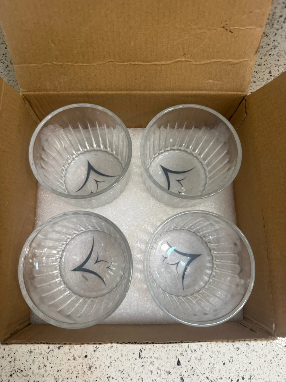 Set of 4 Clear Ribbed Glasses